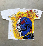Personality hateful skull print T-shirt men