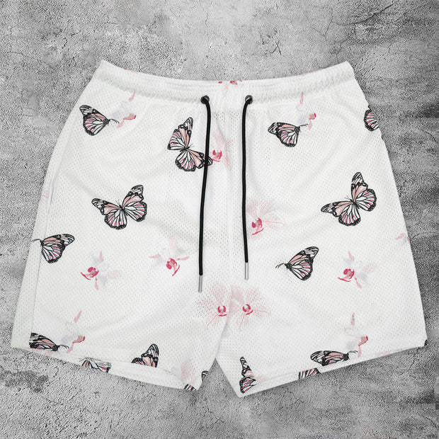 Butterfly Fashion Retro Street Mesh Shorts