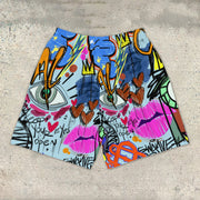 Personality street style graffiti shorts
