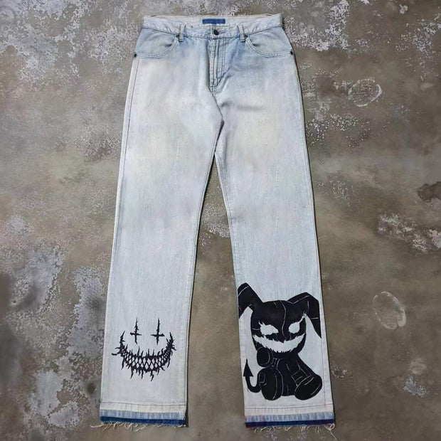 Evil clown graffiti casual street jeans