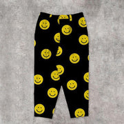 Casual smiley print street wide-leg trousers