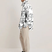 Retro fashion print lapel coat
