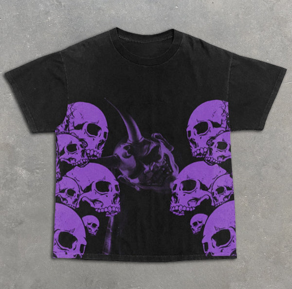 Skull Mask Graphic Print Short Sleeve T-Shirt