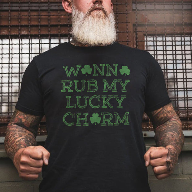 W_NN_ Rub My Lucky Ch_rm Funny St Patrick's Day T-Shirt