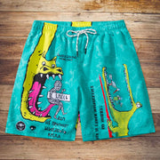 Spoof cartoon crocodile print fashion shorts