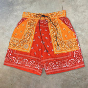 Orange print street shorts
