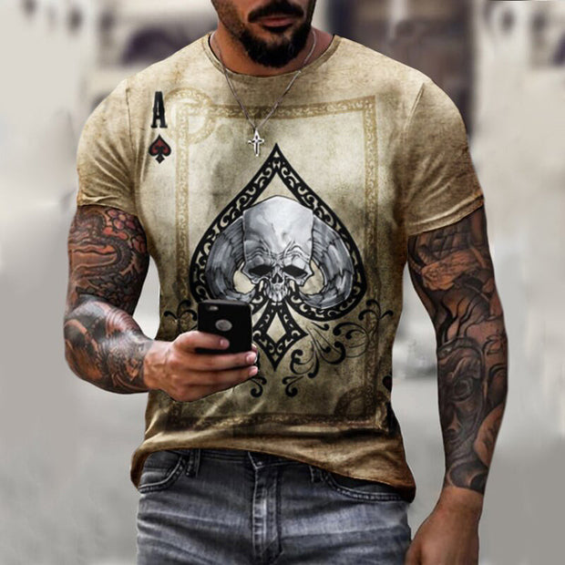 Men's casual round neck short-sleeved digital printing men's T-shirt