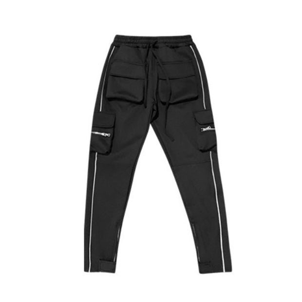 Multi-pocket reflective straight-leg sports casual trousers