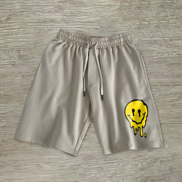 Personalized casual smiley print shorts