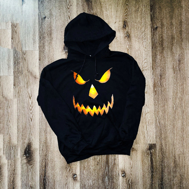 Street style pumpkin emoji print long-sleeved hoodie