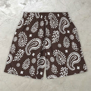 Personalized street style cashew flower print smiley casual shorts