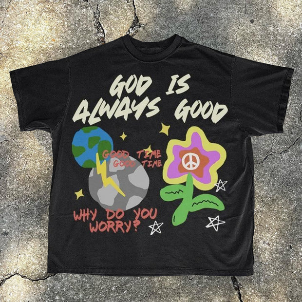 God Is Always Good Print Short Sleeve T-Shirt