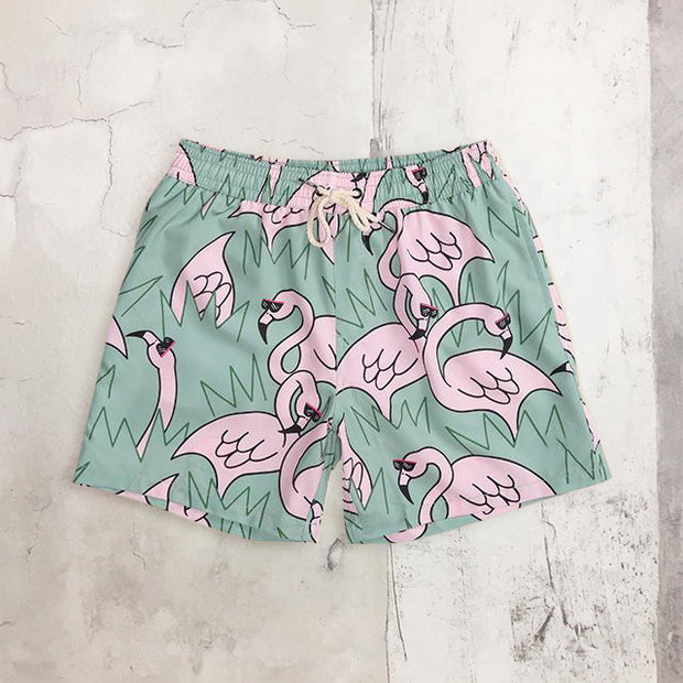 Casual vacation style flamingo shorts