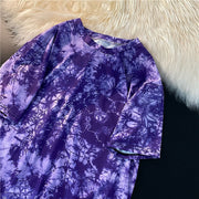 Purple tie-dye short-sleeved t-shirt