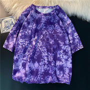 Purple tie-dye short-sleeved t-shirt