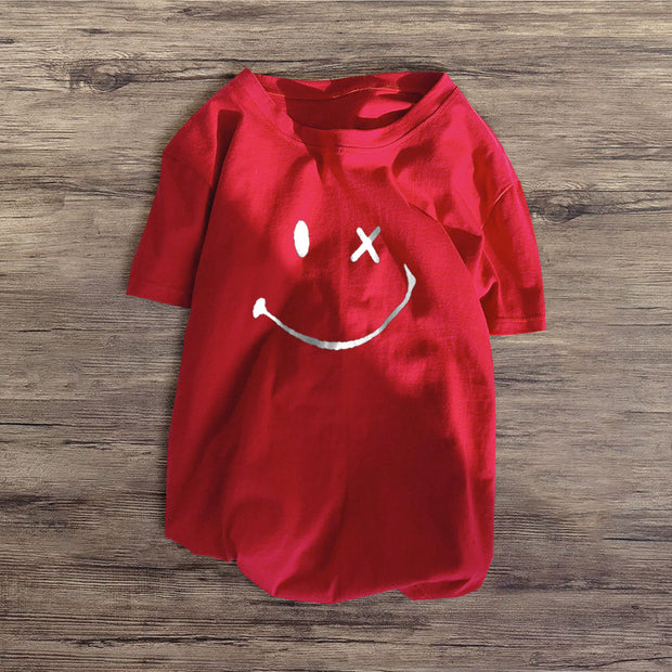 Personalized smiley print multicolor T-shirt