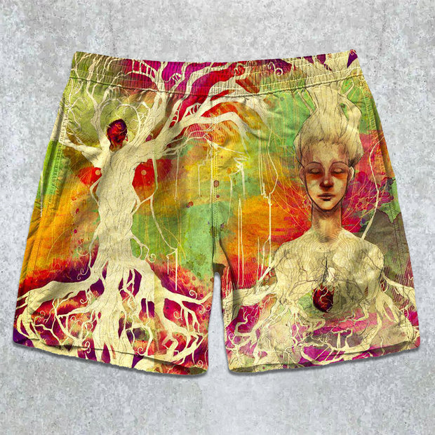 fashion illustration gradient print shorts