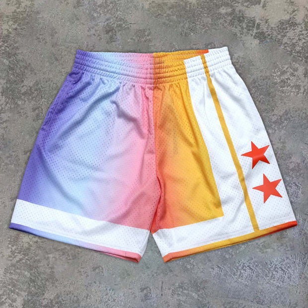 Casual Contrast Panel Sports Basketball Shorts