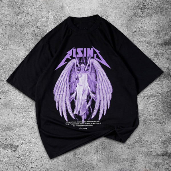 Angel Lightning Graphic Print Short Sleeve T-Shirt