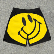 Personalized smiley print casual shorts