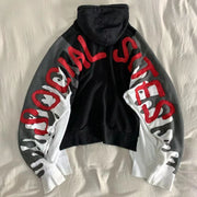Casual deconstructed street stitching hoodie