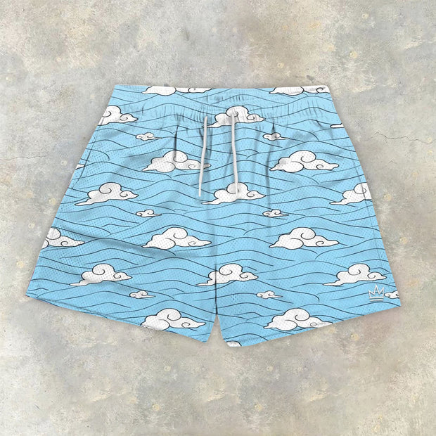 Casual preppy printed track shorts
