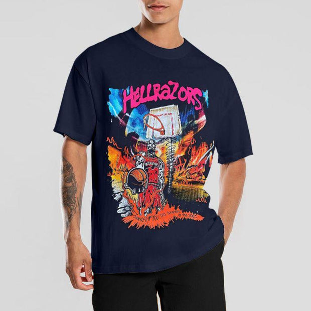 Personalized basketball skull short-sleeved printed T-shirt men