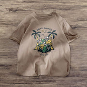 Fashion coconut tree print short-sleeved T-shirt