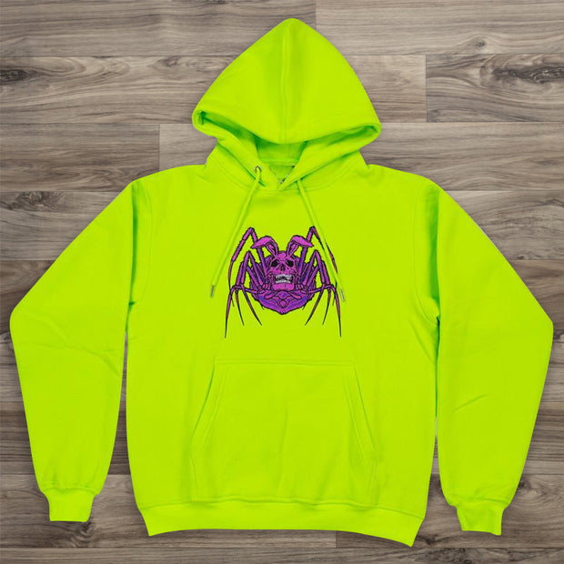 Fluorescent green spider casual sports hoodie
