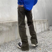 Street Wash Distressed Split Flare Jeans