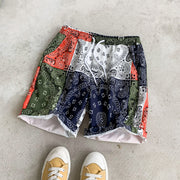 Personality stitching contrast loose shorts