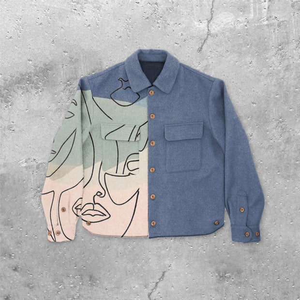 Contrast stitching fashion retro jacket