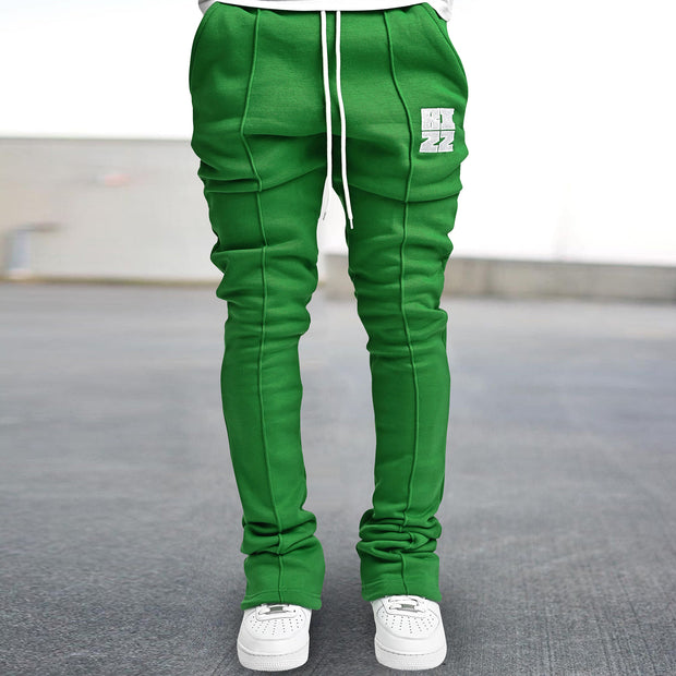 Fashion Green Casual Vintage Print Trousers