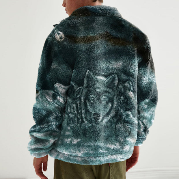 Fashion animal print plush warm jacket