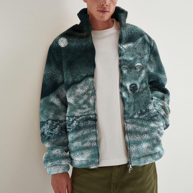 Fashion animal print plush warm jacket