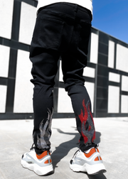 Men's personality patch drill hole trousers