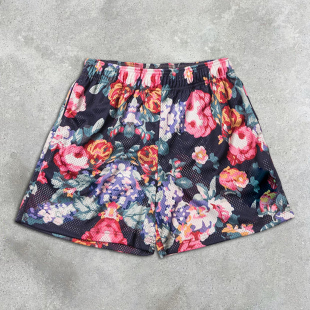 floral all-over elastic shorts