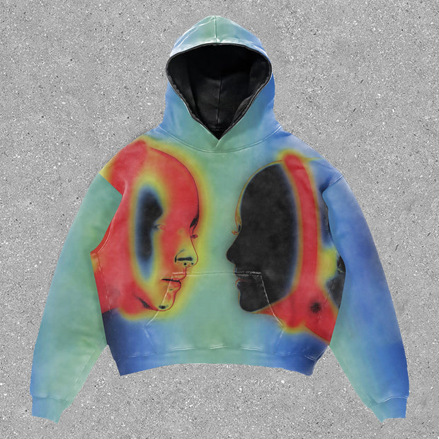 statement gradient print casual hoodie