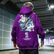 National tide men's hooded Harajuku style student plus size print plus velvet padded sweatshirt