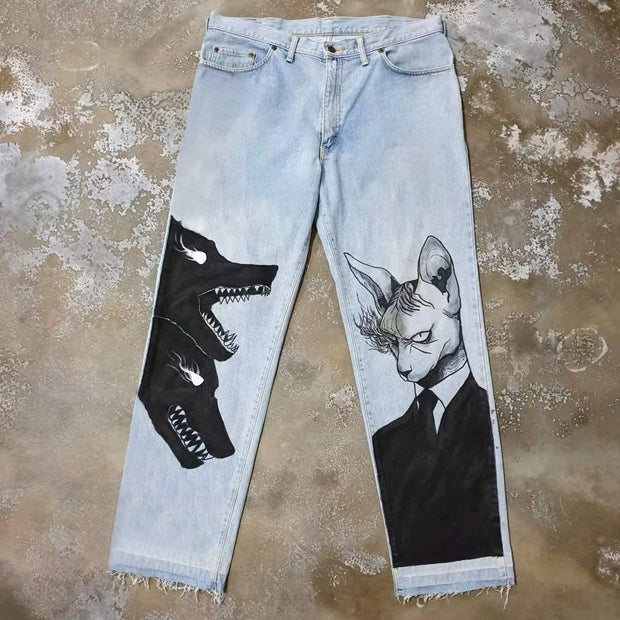 Hell dog graffiti casual street jeans