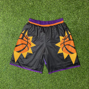 Sports basketball print contrast shorts