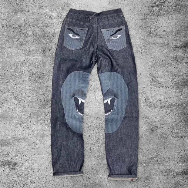 Casual abstract expression jeans