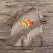 Orange print street style short-sleeved T-shirt