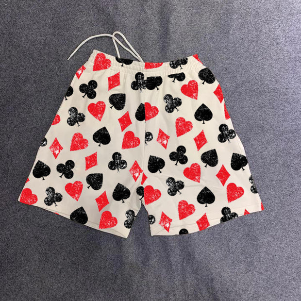 Personalized poker print casual shorts