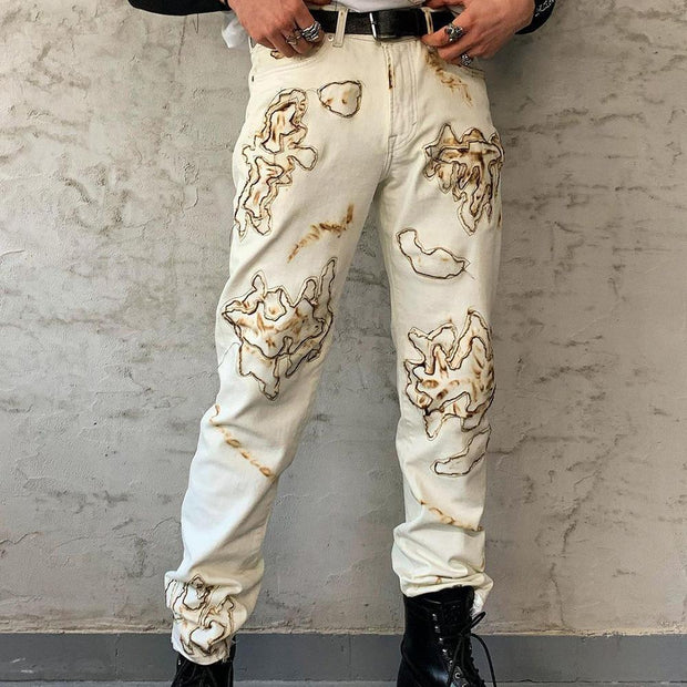 Personalized burnt print trousers