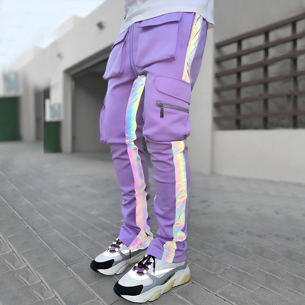 Casual street stitching sports home reflective pants