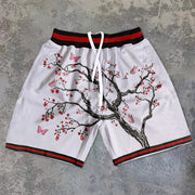 Sakura Tree Pattern Fashion Street Sports Shorts