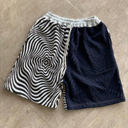 Statement Striped Panel Contrast Cotton Shorts