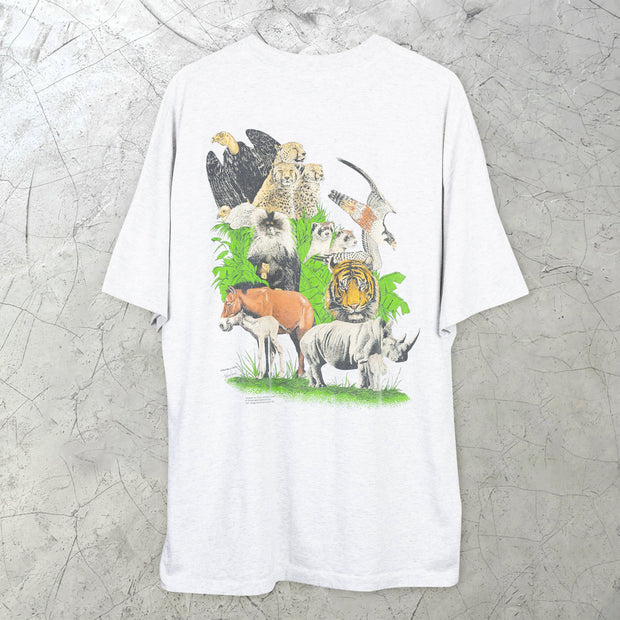 Doodle cartoon animal print short-sleeved T-shirt