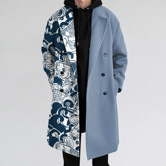 Casual ukiyo-e wave carp long coat noble luxury coat